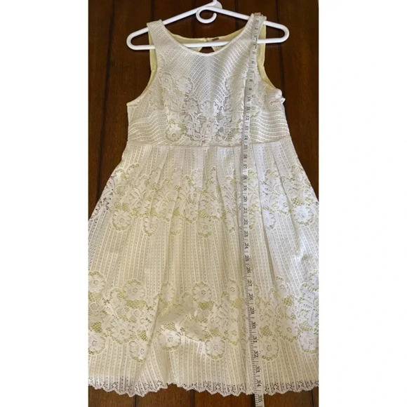 Free People Boho Floral Crochet Lace Dress in Cream & Yellow Size 10 - Picture 12 of 12